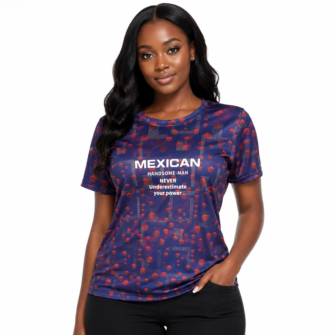 Blue Patterned Short Sleeve Graphic TShirt