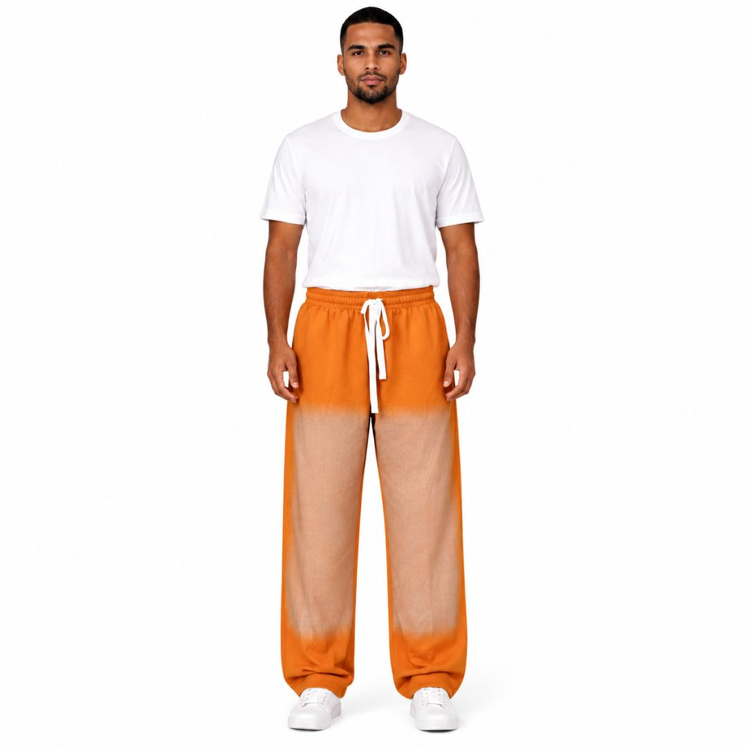 Ombre Wide Leg Pants Drawstring Casual Women Trousers