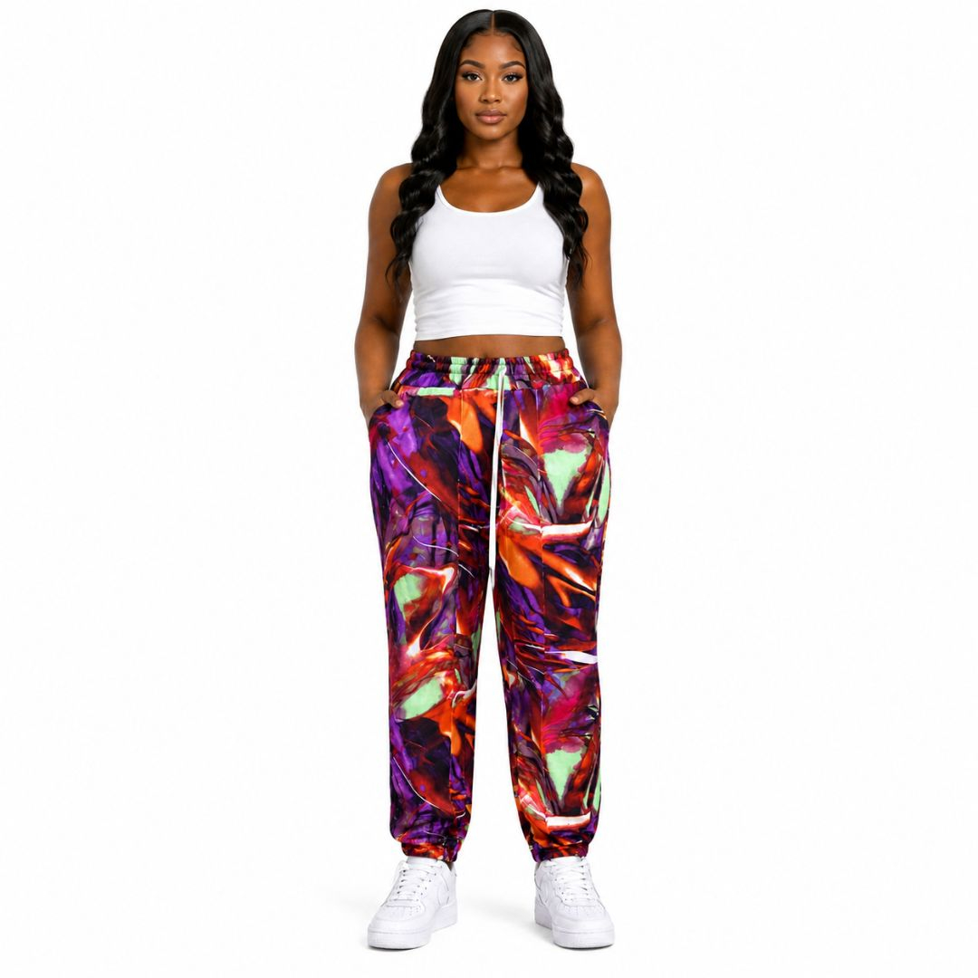 Abstract Marble Print Jogger Pants with  Drawstring Waist