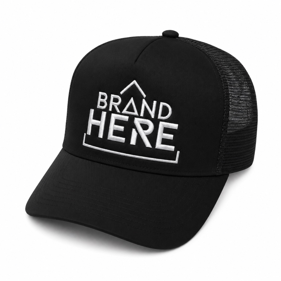 Premium Black Mesh Trucker Cap with Embroidered Logo