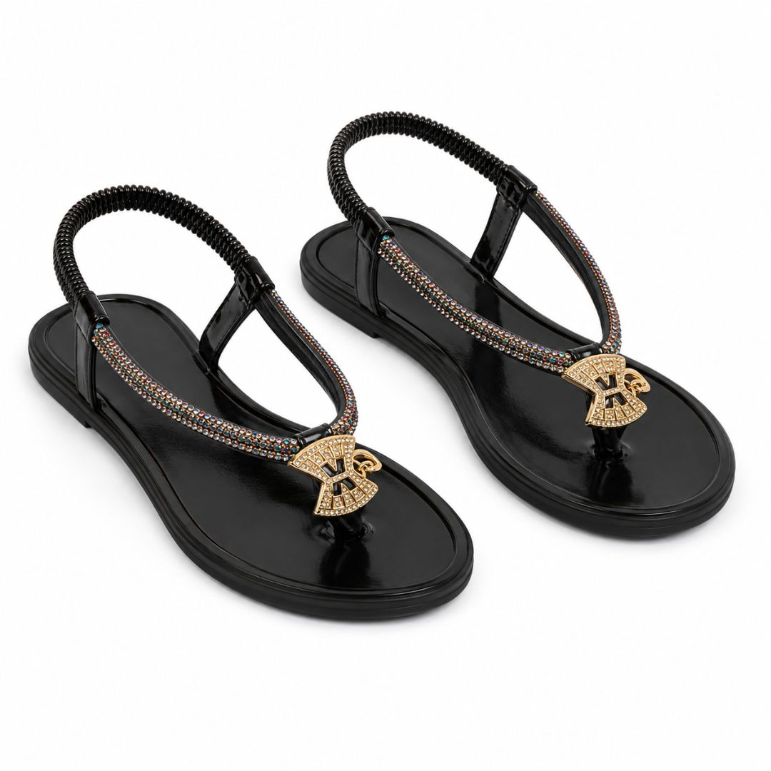 Womens Embellished T Strap Slingback Sandals