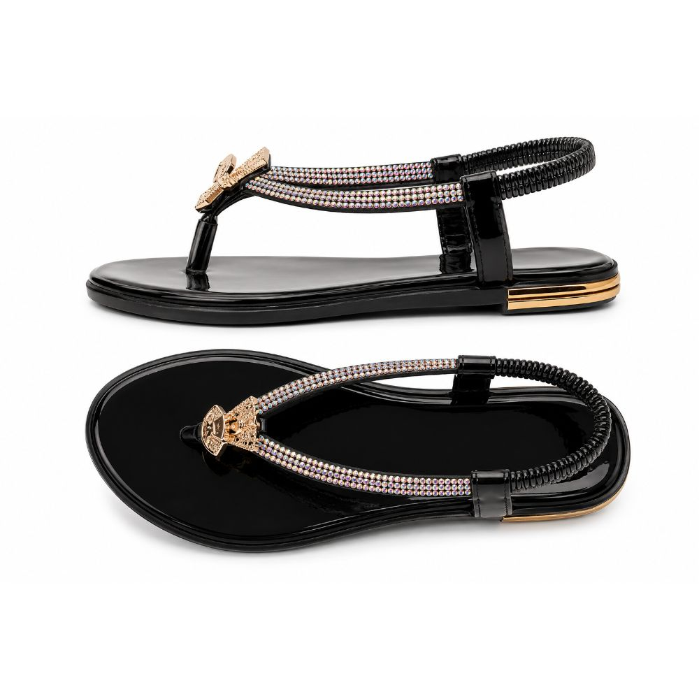 Black Embellished Sandals