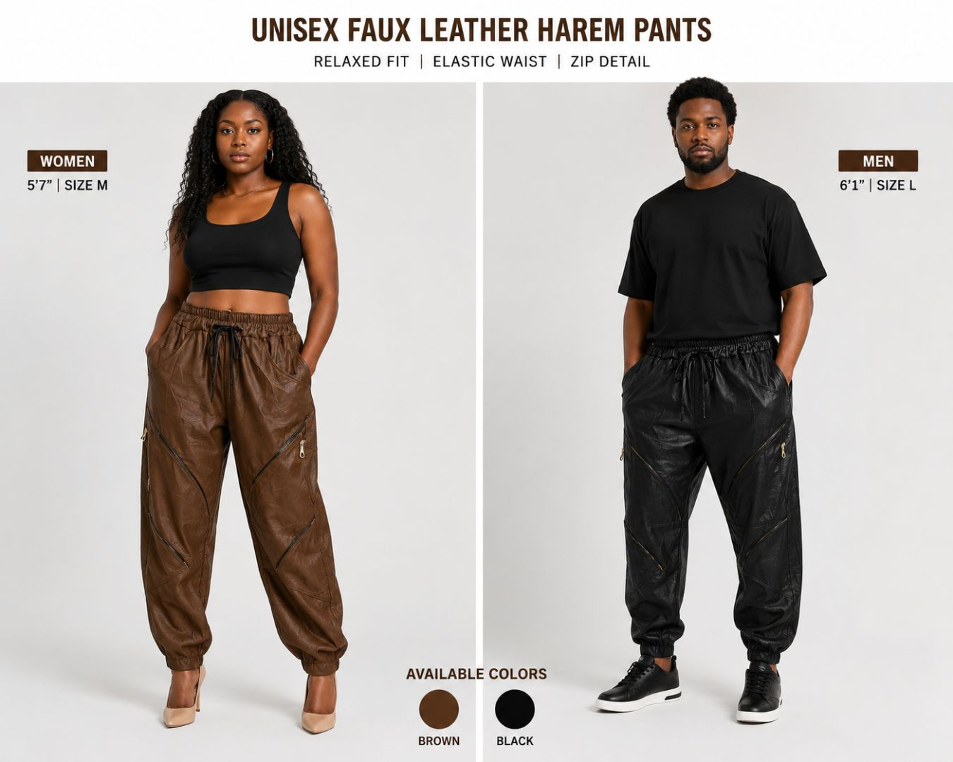 Unisex Faux Leather Harem Pants