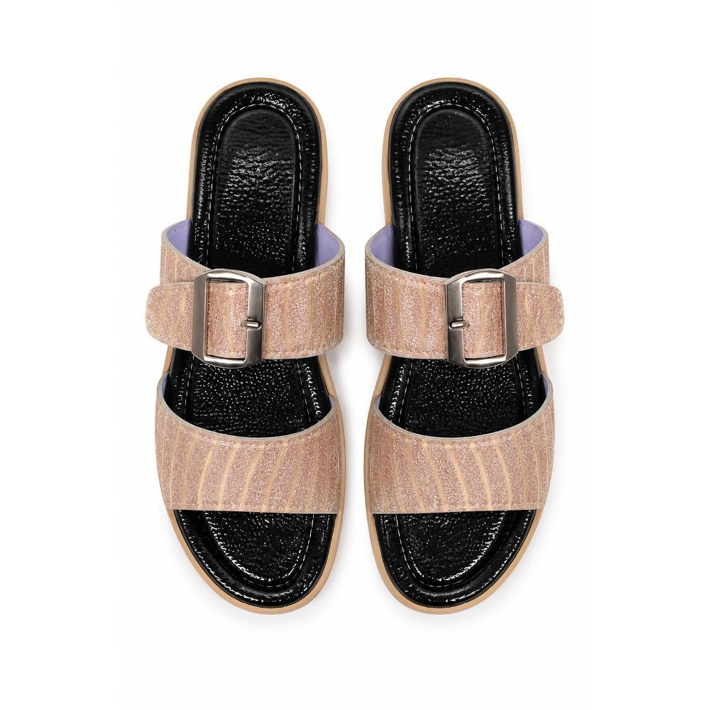 Womens Double Strap Buckle Slide Sandals