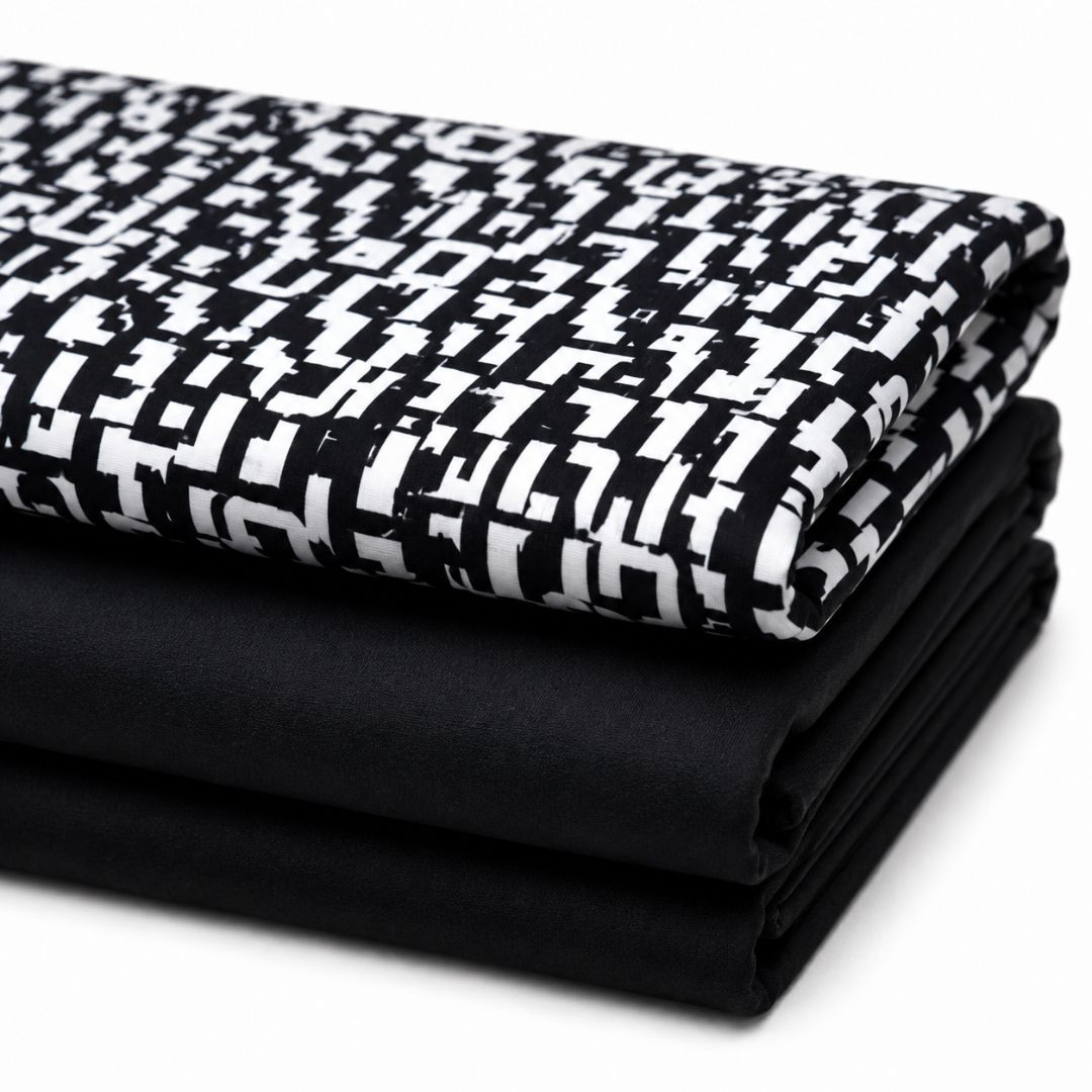 Black & White Geometric Pattern Fabric Combo