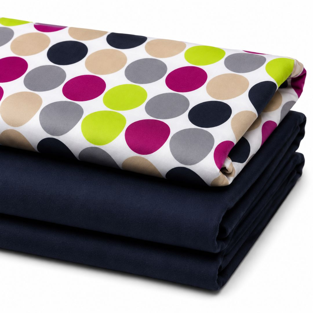 Premium Polka Dot & Navy Blue Fashion Fabric Combo