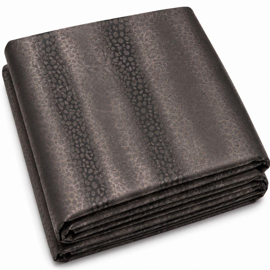 Shimmering Dark Bronze Jacquard Fabric with Geometric Spot Pattern