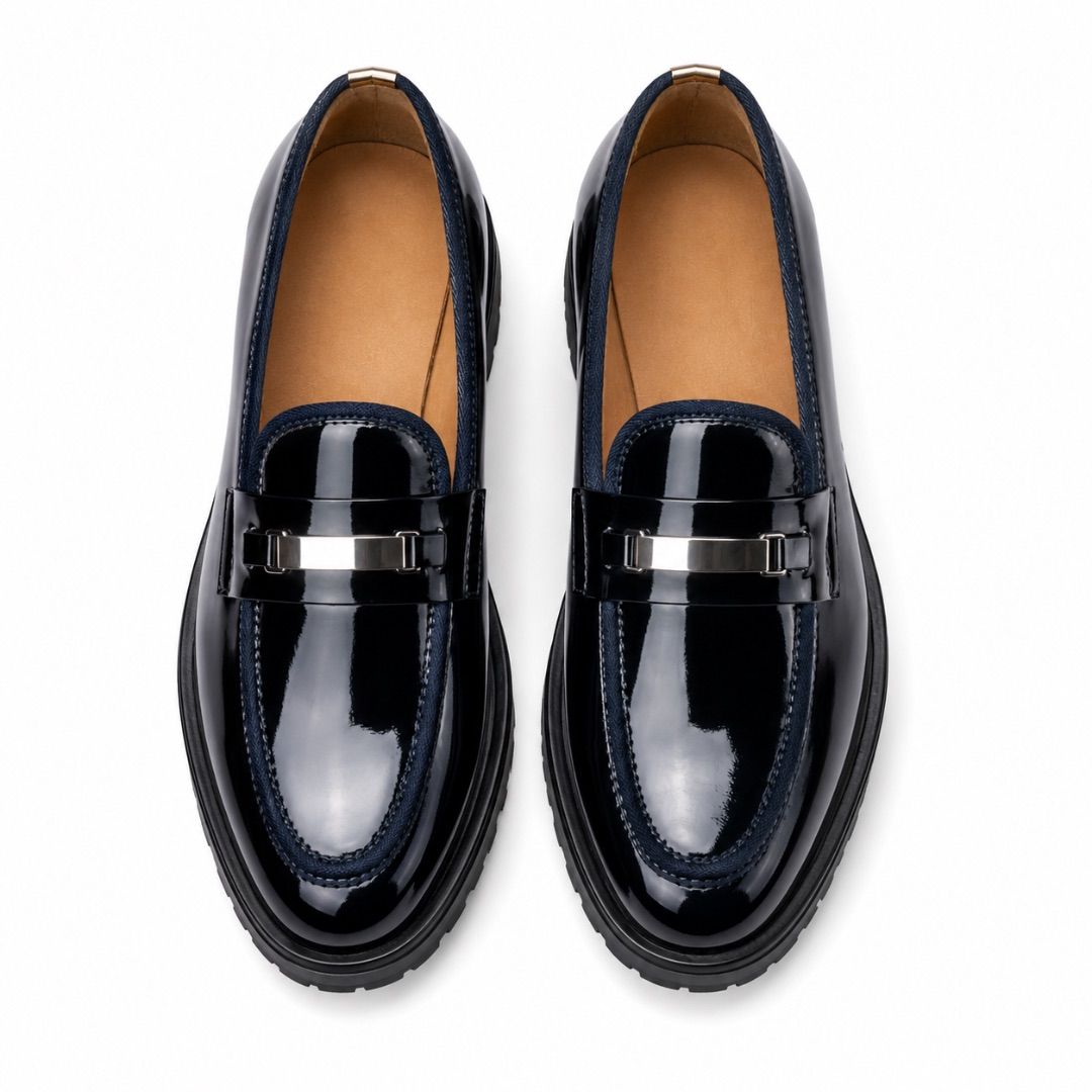 Mens Glossy Patent Slip On Loafers