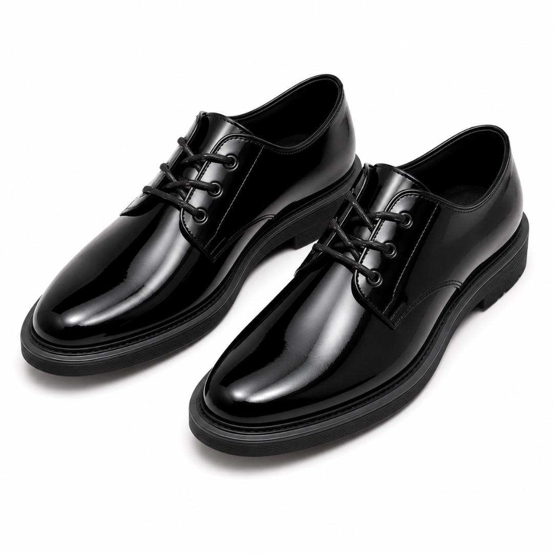 Mens Black Patent Leather Derby Shoes