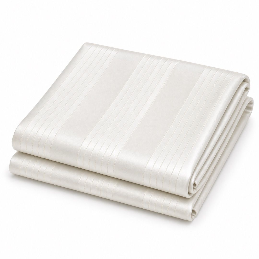 White Subtle Pinstripe Striped Cotton Fabric Material