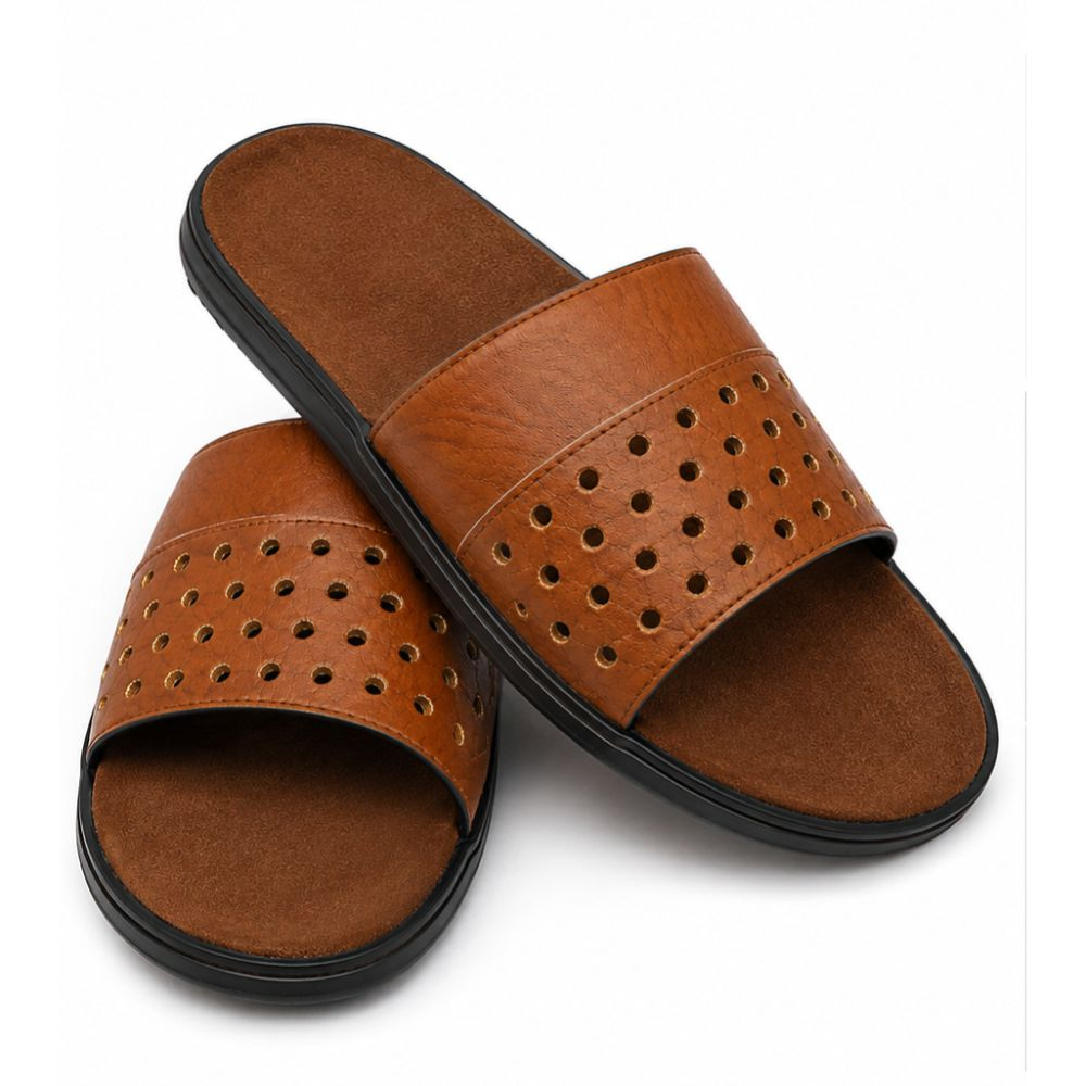 Mens Perforated Comfort Slide Sandals