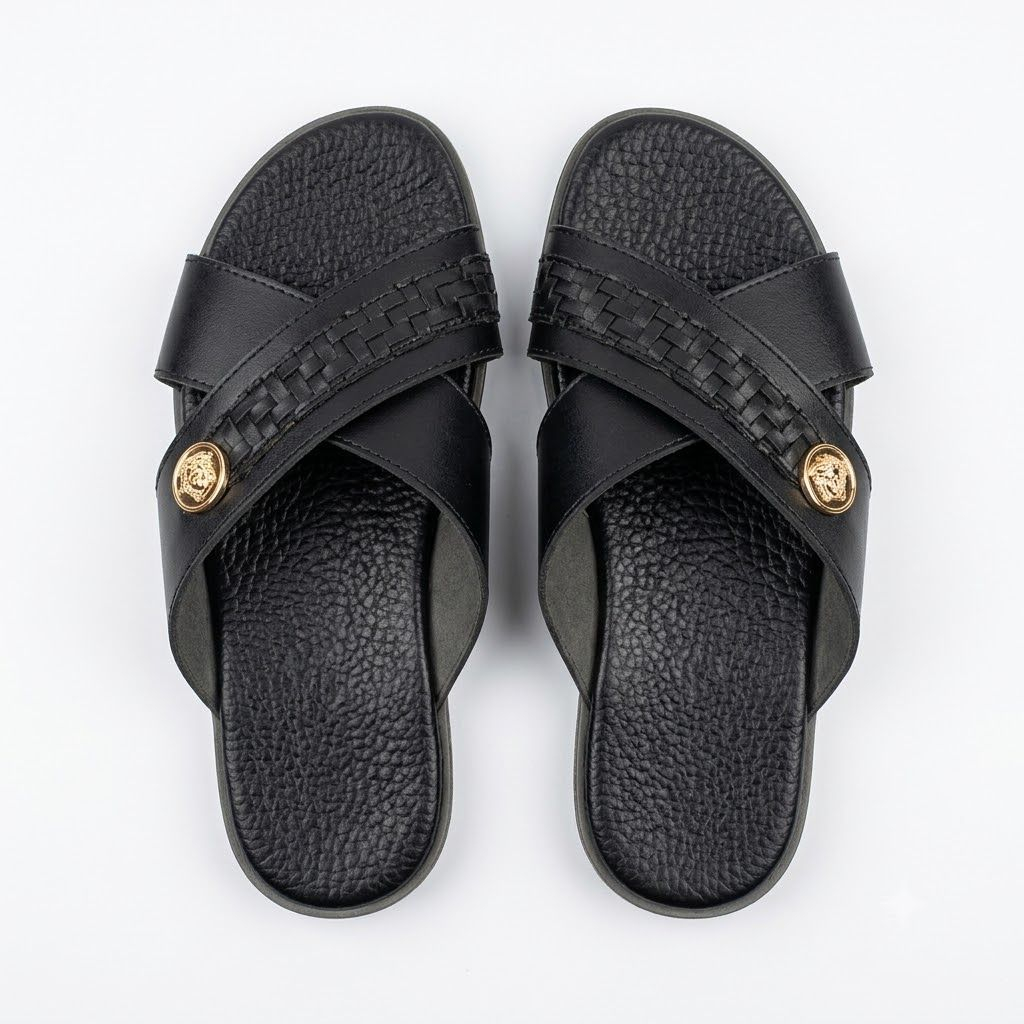 Woven Cross Strap Comfort Slide Sandals