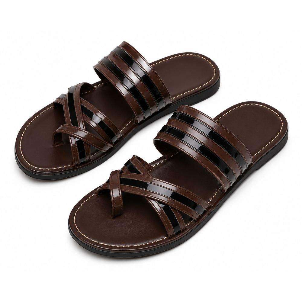 Espresso Cross Strap Comfort Sandals