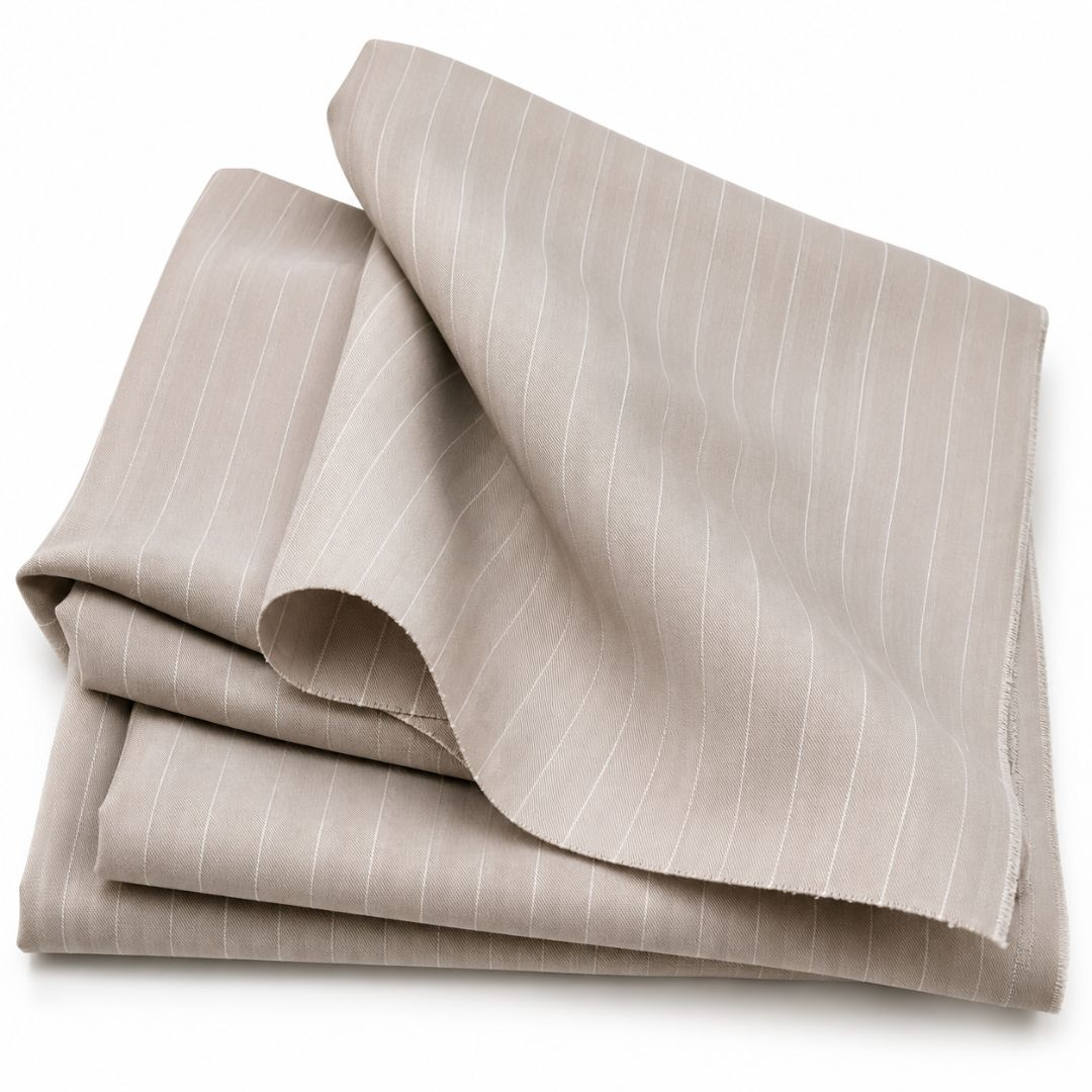 Sandstone Pinstripe Twill Luxe Fabric