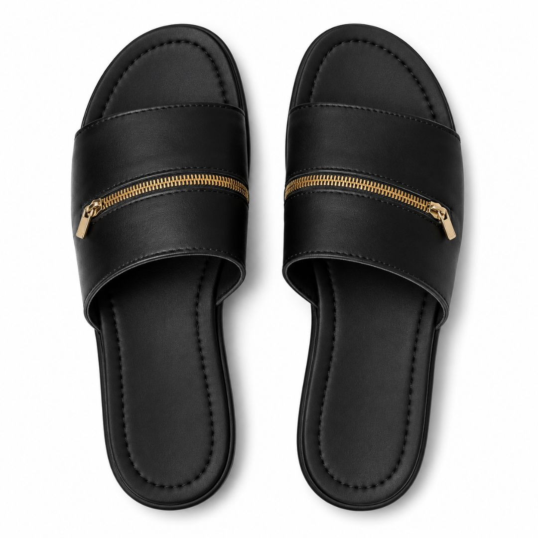 Onyx Zip Luxe Slides