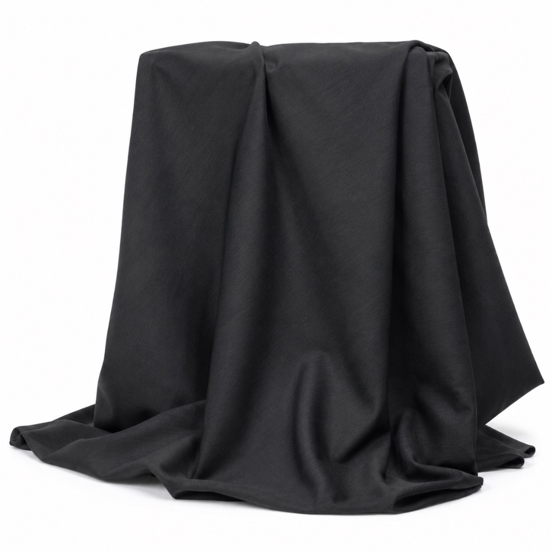 Premium Plain Black Soft Crepe Fabric Material