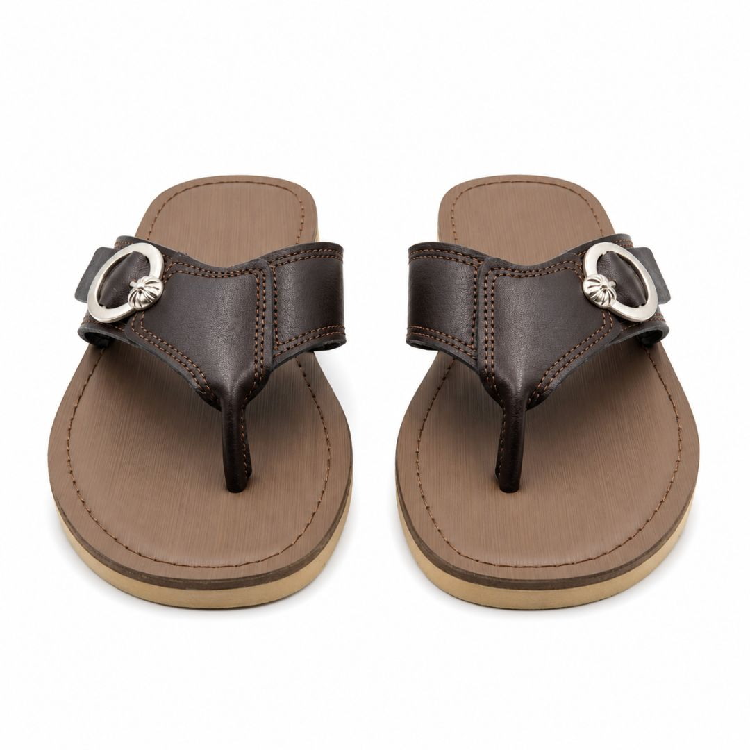 Dark Brown Toe Loop Sandals