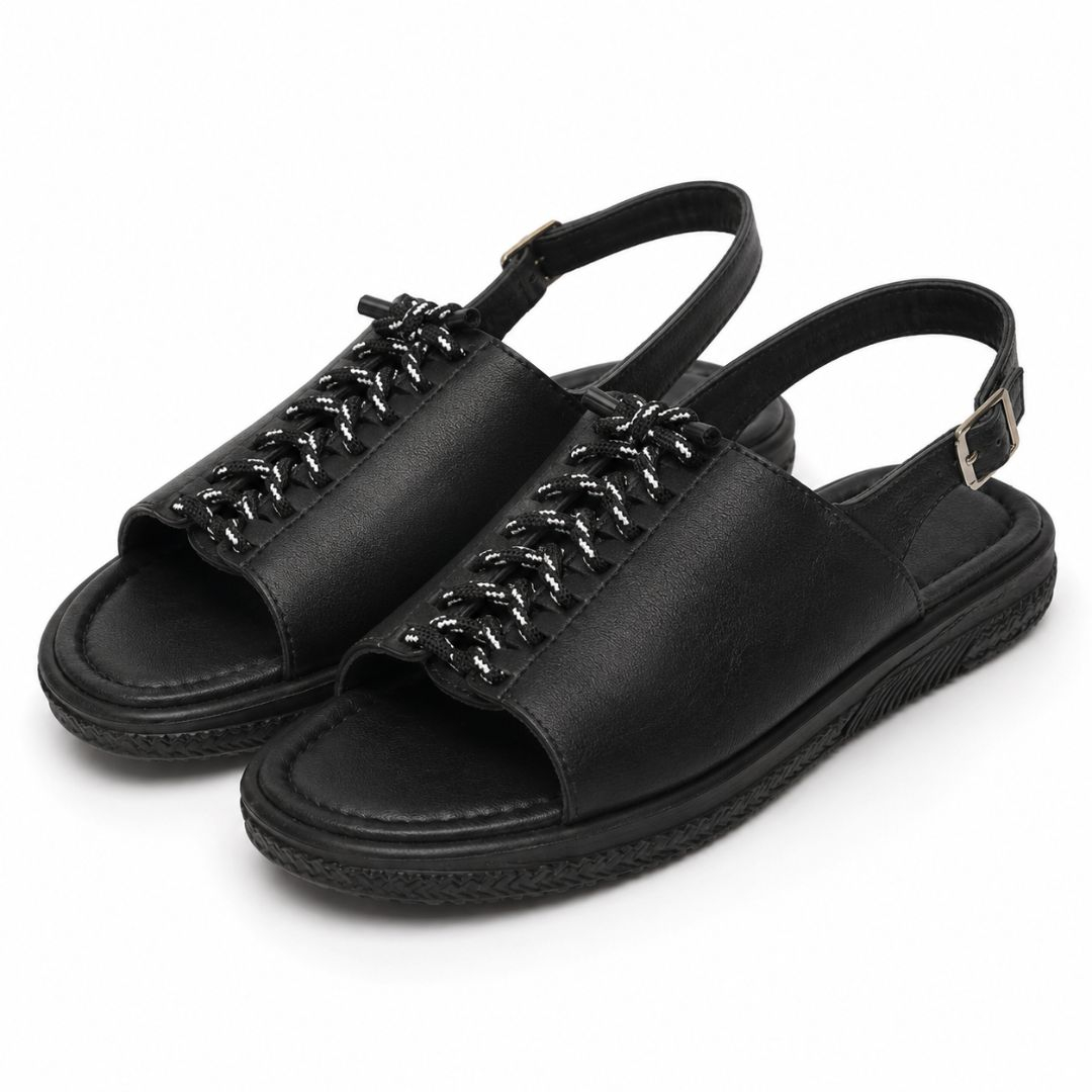 Noir Weave Sling Comfort Sandals