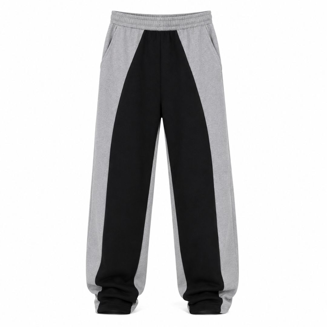 Mens Grey Jogger Sweatpants with Black Side Panel