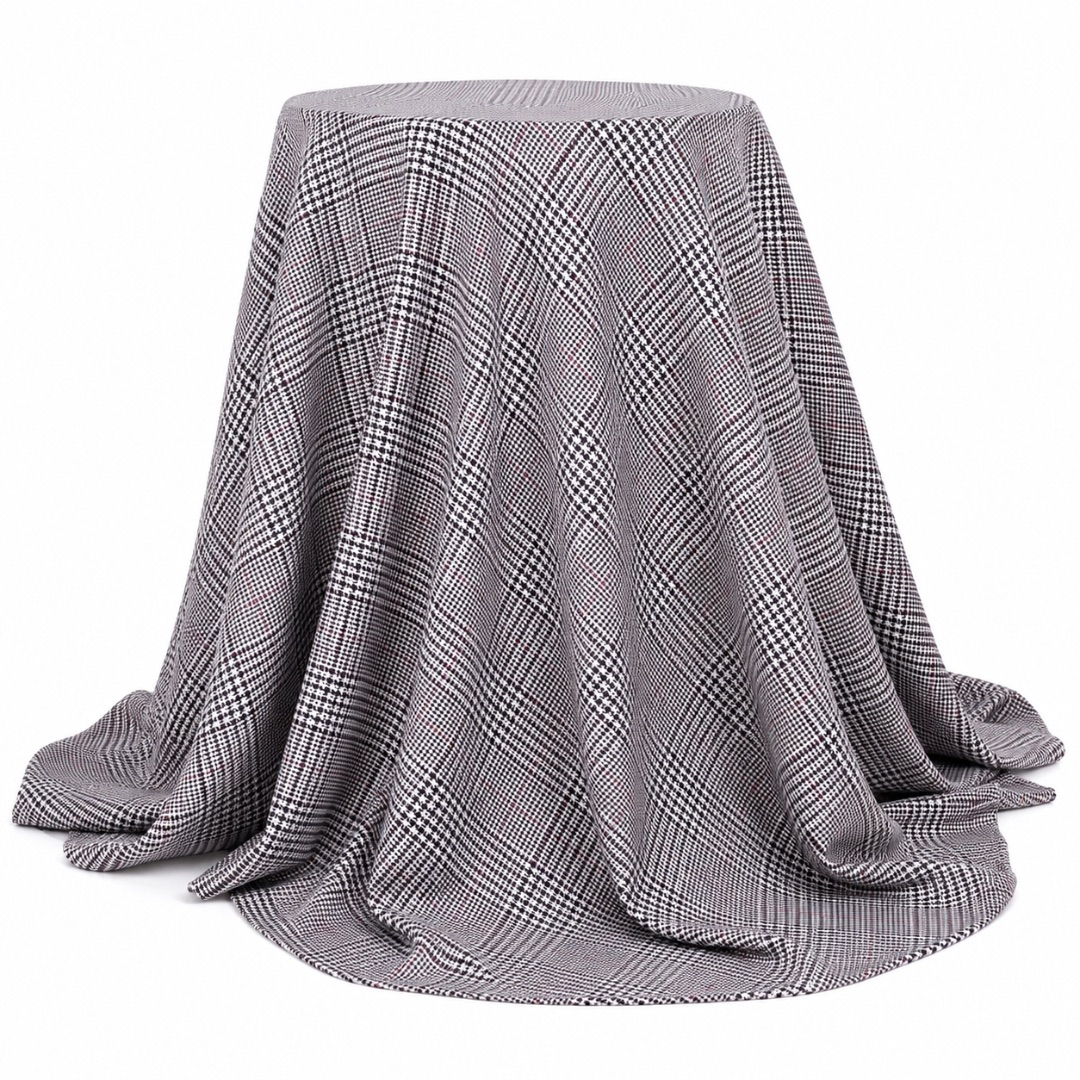Premium Black and White Glen Plaid Stock Fabric Material