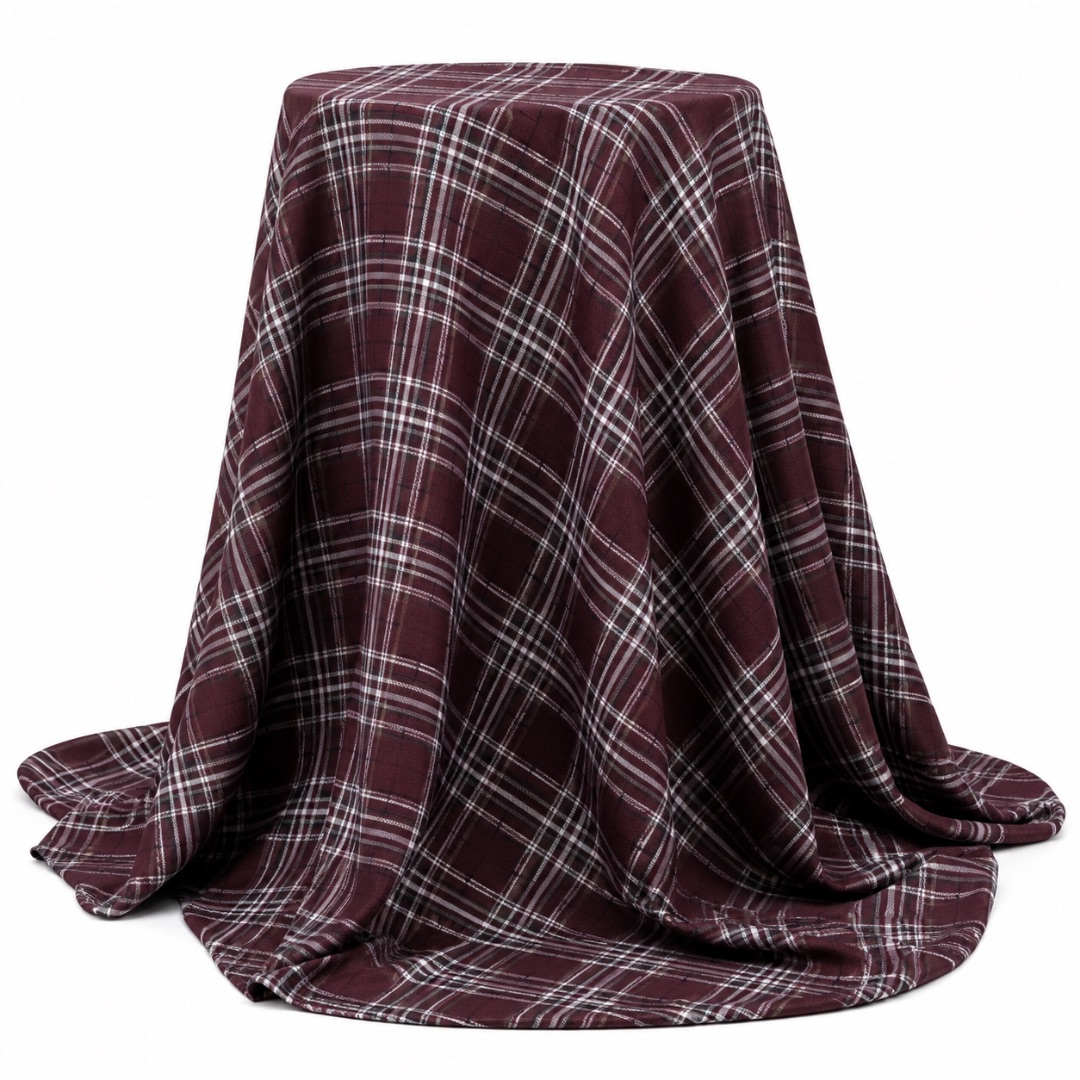 Premium Brown Windowpane Check Stock Fabric Material