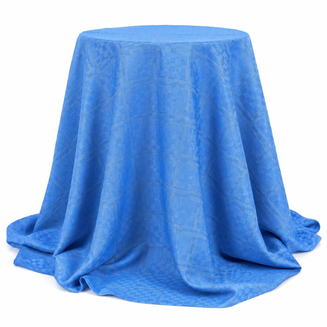 Premium Sky Blue Basket Weave Jacquard Stock Fabric Material