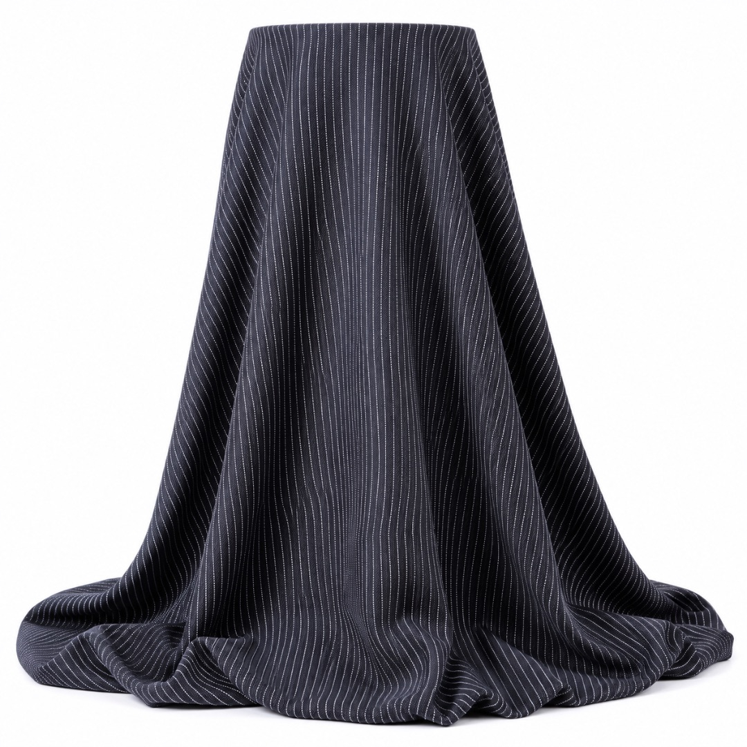 Premium Black Pinstripe Stock Fabric Material
