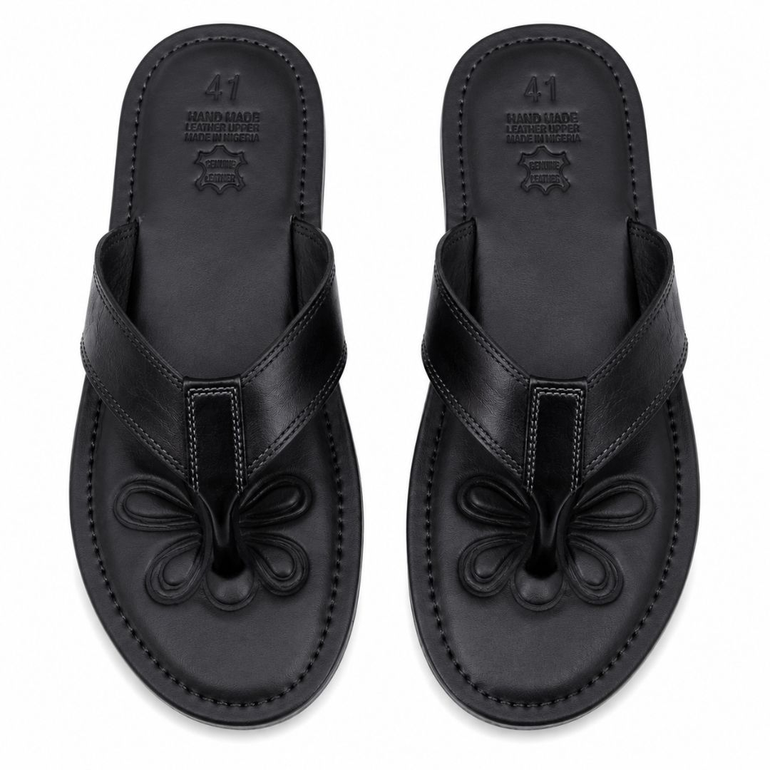 Mens Premium Black Cross Strap Slide Sandals