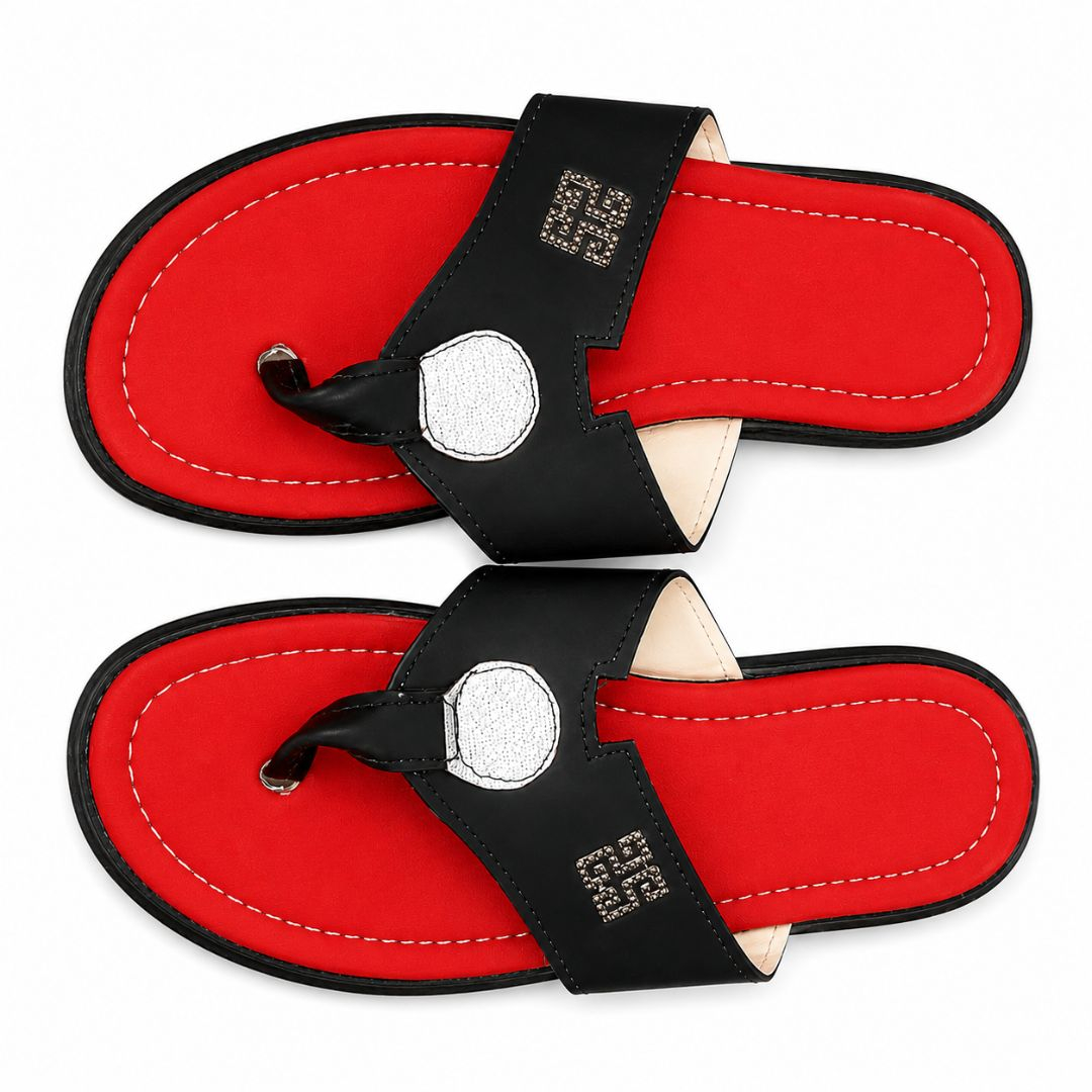 Womens Fashion Toe Loop Flat Slide Sandals