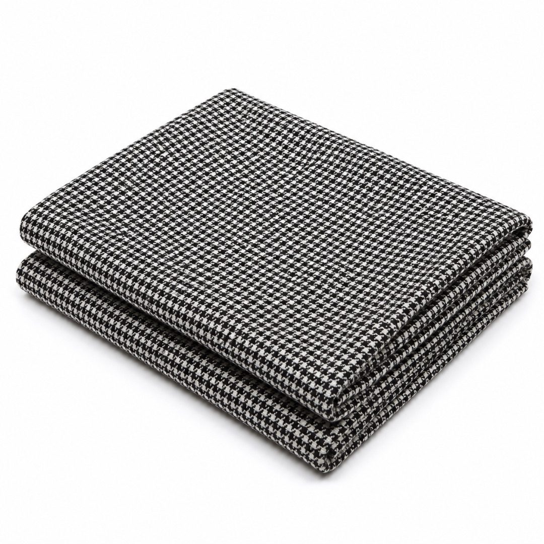 Premium Black and White Check Fabric Material