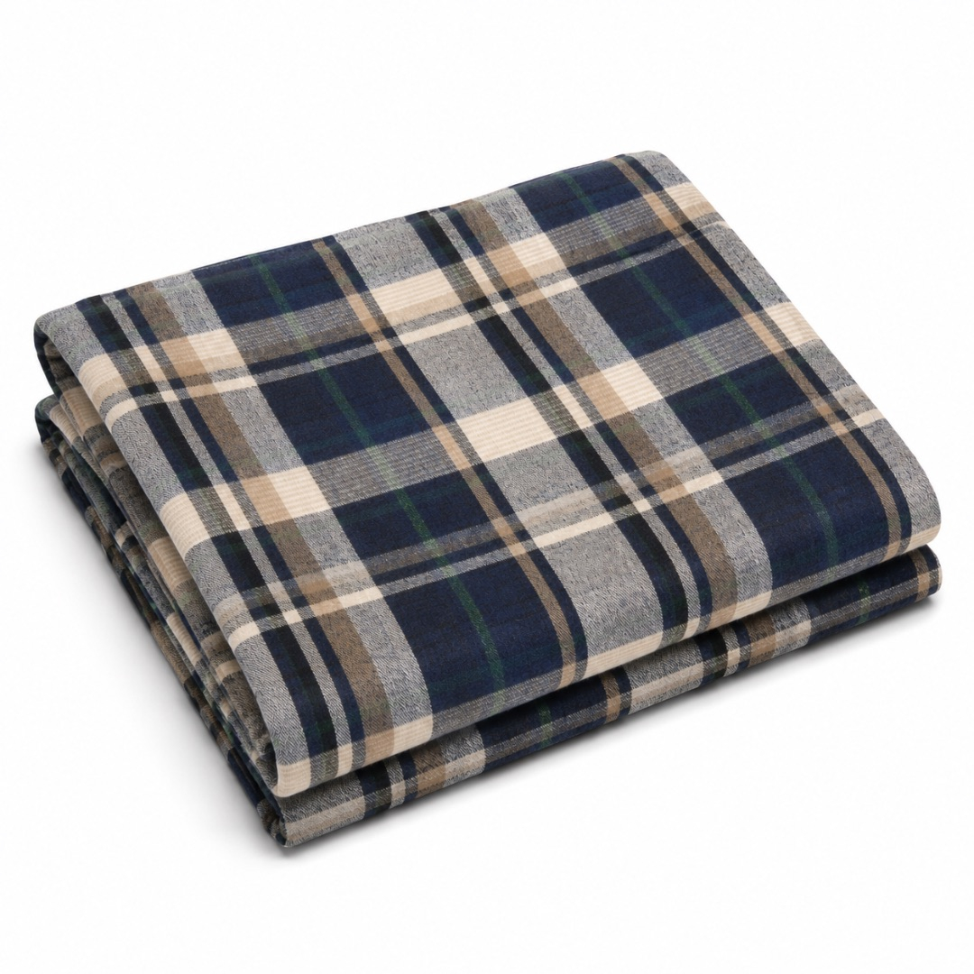 Premium Navy Multi Color Check Fabric