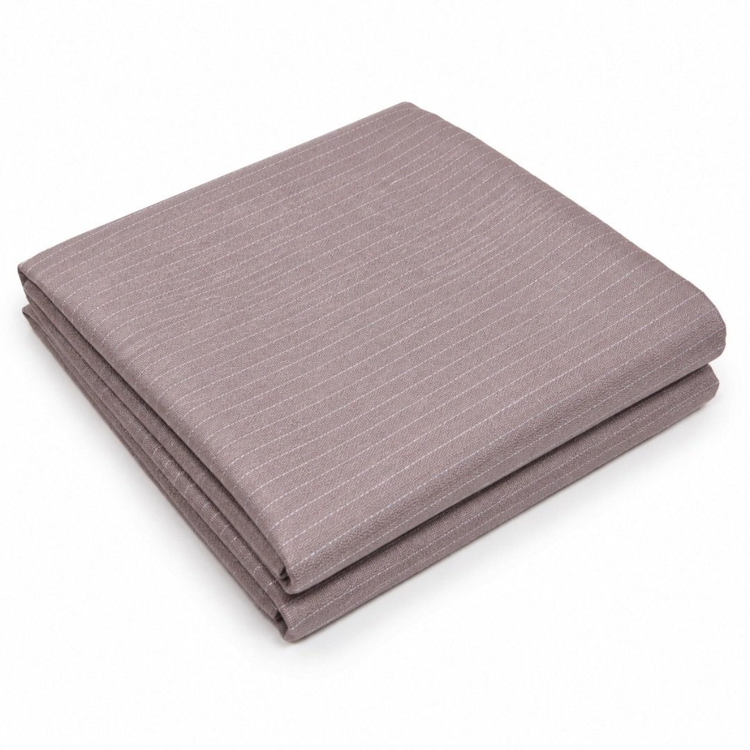 Premium Pinstripe Stock Suiting Fabric    Taupe Brown