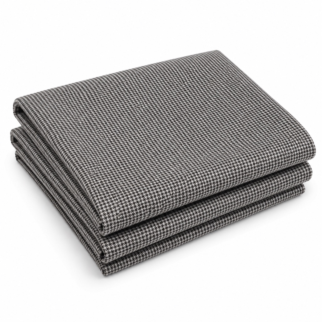Premium Houndstooth Stock Suiting Fabric    Charcoal Grey