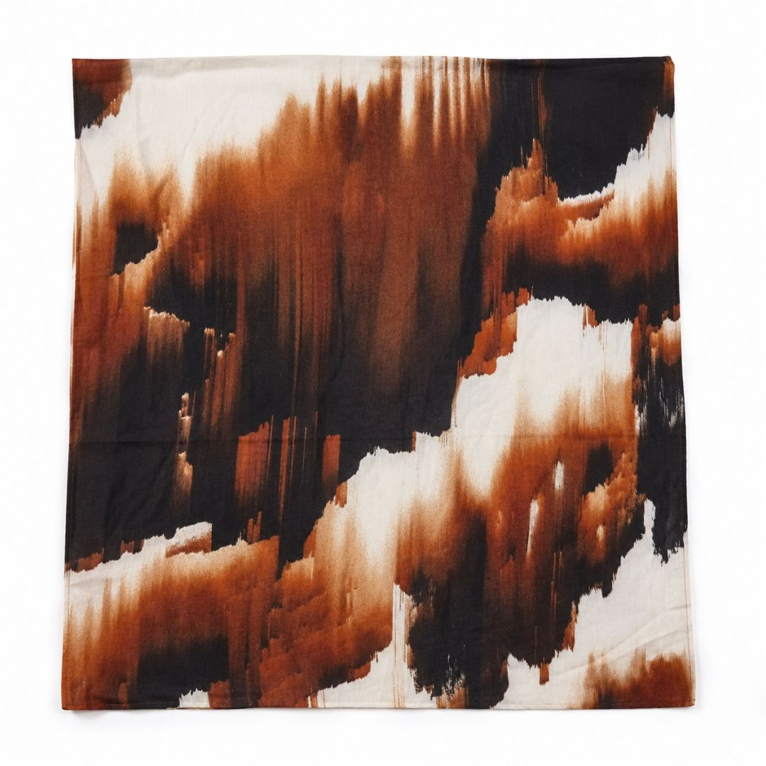 Brushstroke Print Fabric Brown, Black & Ivory