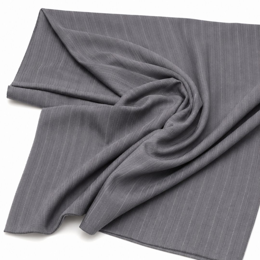 Grey Pinstripe Polyester Suit Fabric
