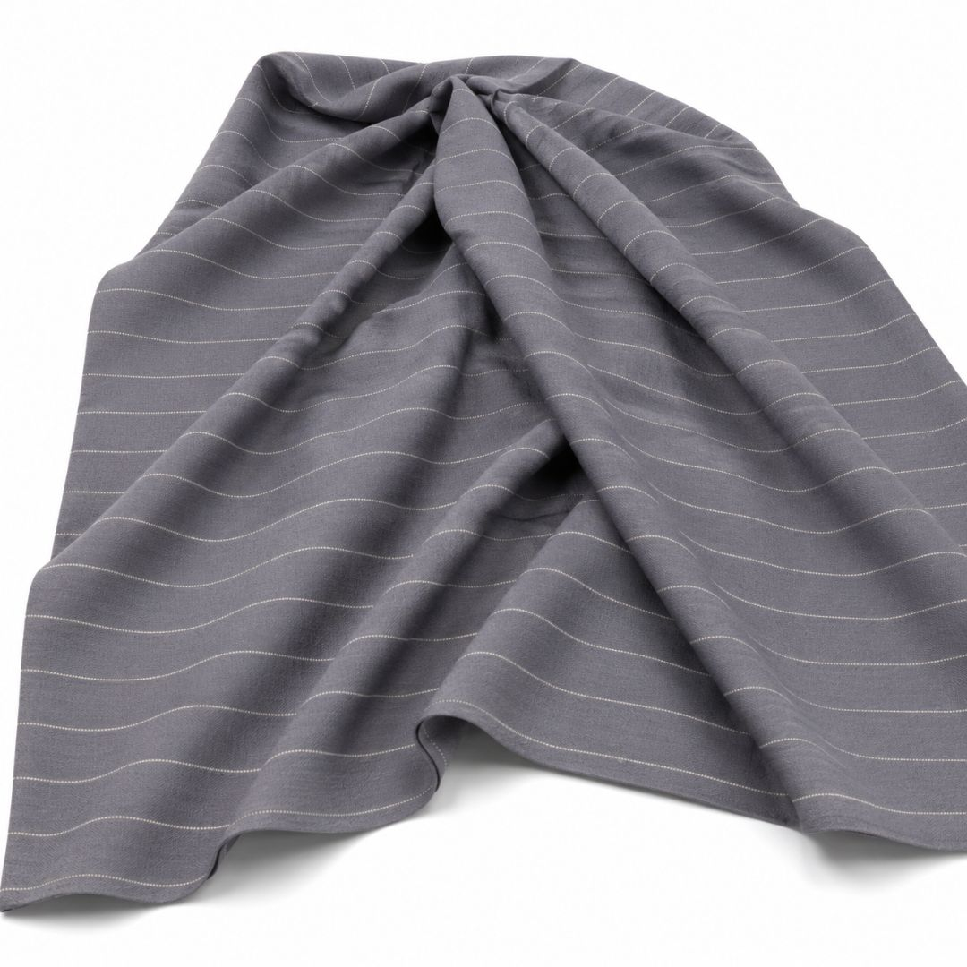 Charcoal Pinstripe Virgin Wool Fabric