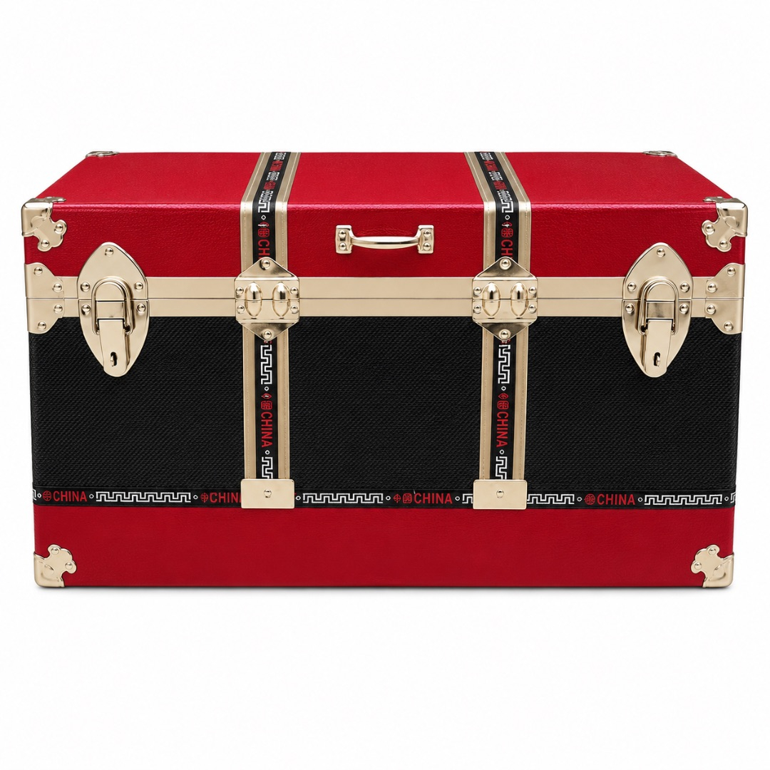Premium Large Storage Trunk Box with Secure Lock    Red and Black