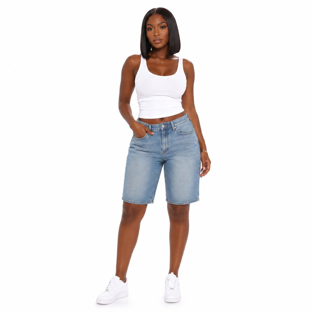 Premium Denim Knee Length Shorts