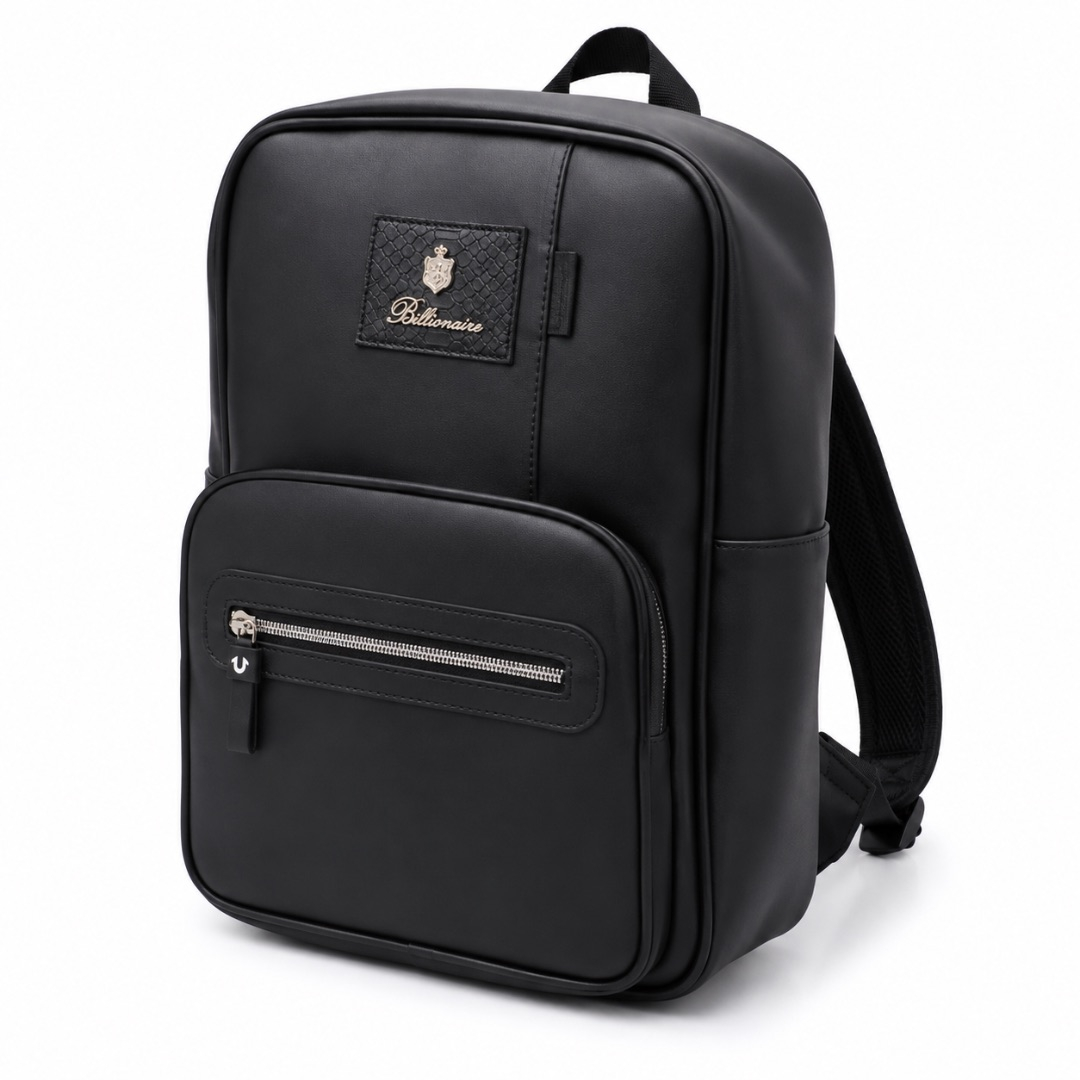 Classic Black Travel Backpack with Front Zipper Pocket