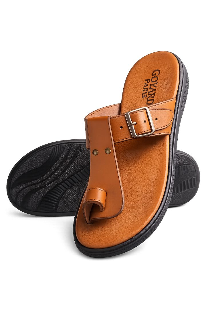Mens Adjustable Buckle Toe Ring Flat Sandals