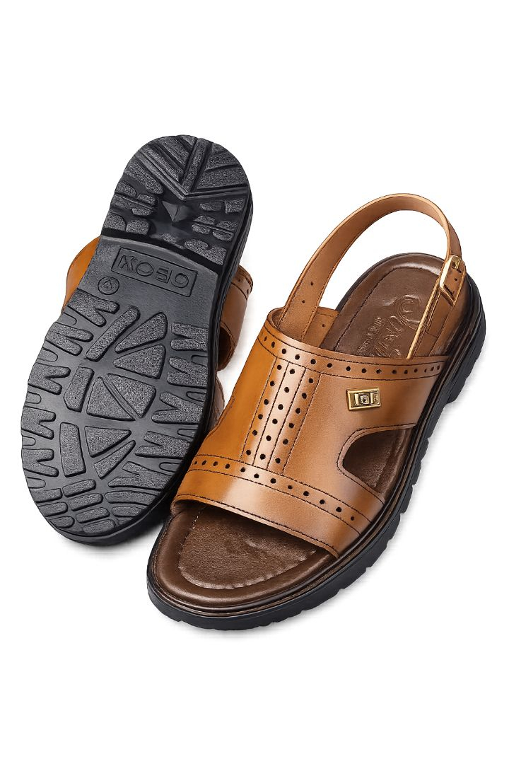 Mens Brown Closed Upper Slingback Sandals