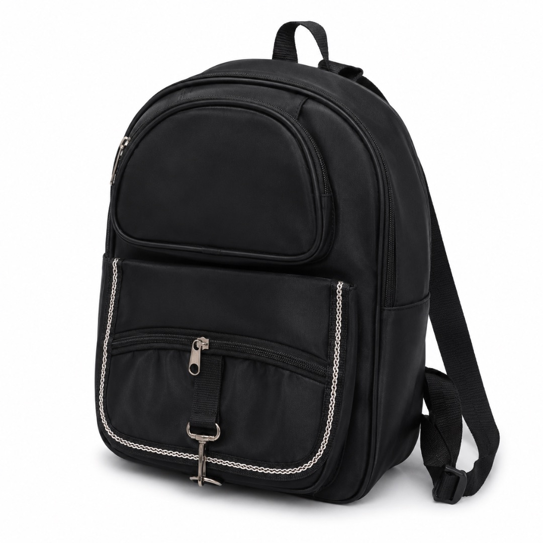 Premium School Backpack     Black Multi Pocket Backpack