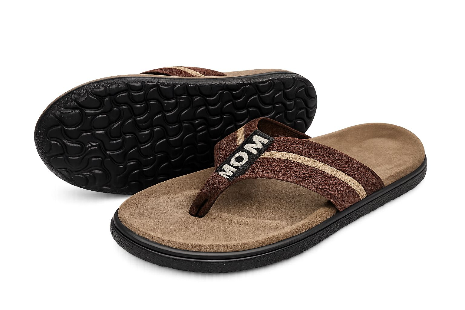 Mens Brown Comfort Toe Post Flip Flop Slippers