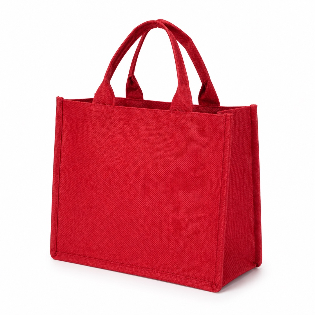 Premium Red Jute Shopping Tote Bag