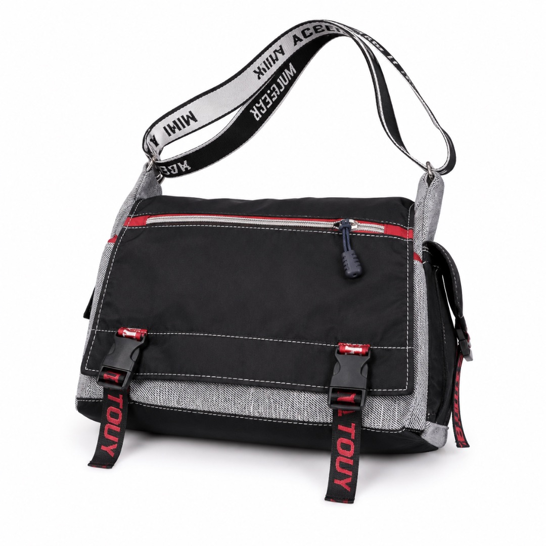 Premium Multi Pocket Messenger Shoulder Bag     Black and Grey