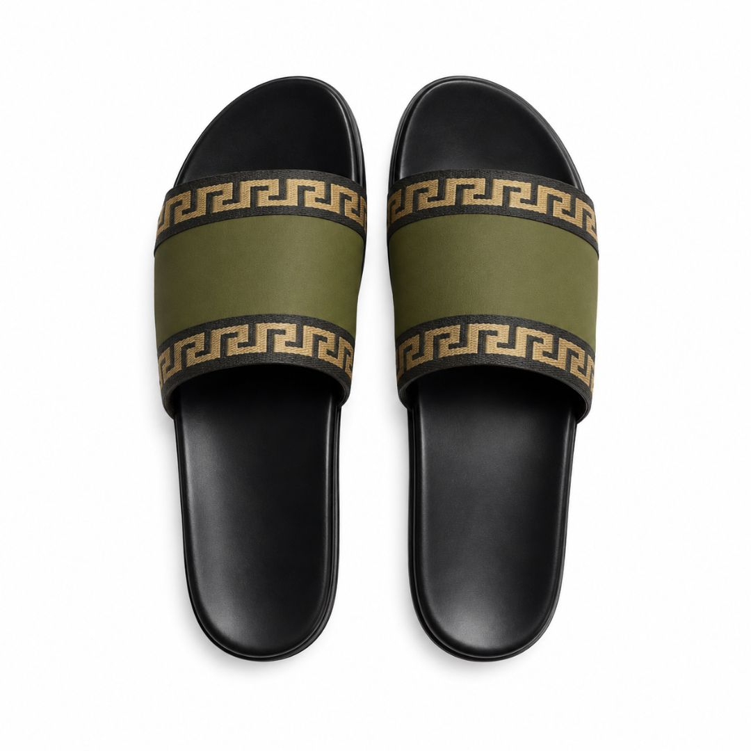 Premium Men Slip on Sandals with Gold Accents