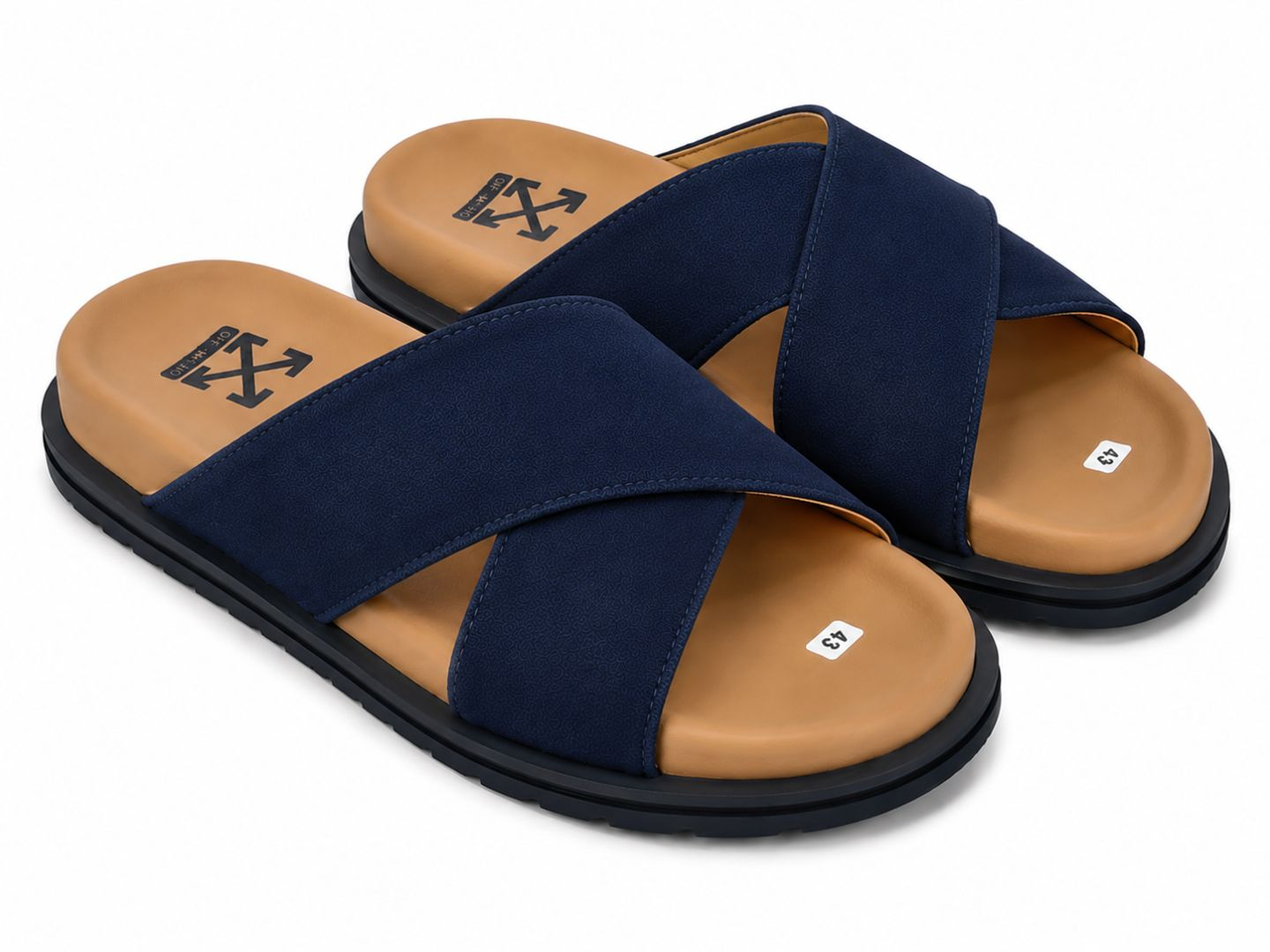 Mens Casual Cross Strap Slide Sandals