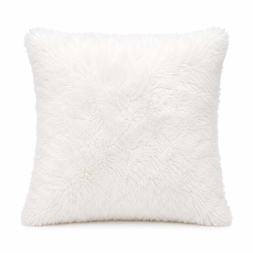Premium Luxury Faux Fur Throw Pillow     White
