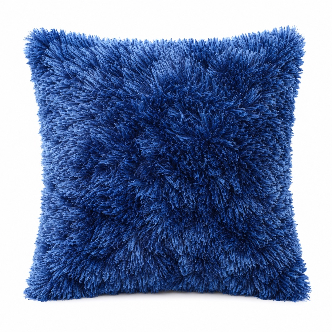 Premium Luxury Faux Fur Throw Pillow    Navy Blue