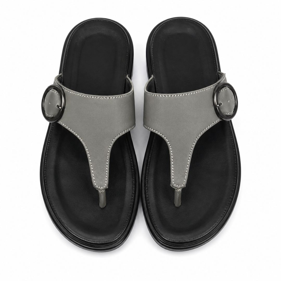 Mens Premium Buckle Detail Toe Post Comfort Slide Sandals